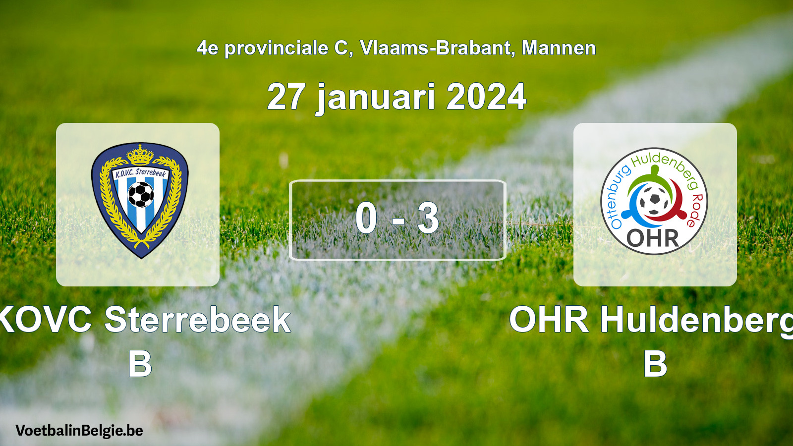 Gespeelde wedstrijd mannenvoetbal: KOVC Sterrebeek B - OHR Huldenberg B 0 - 3 (27 januari 2024)