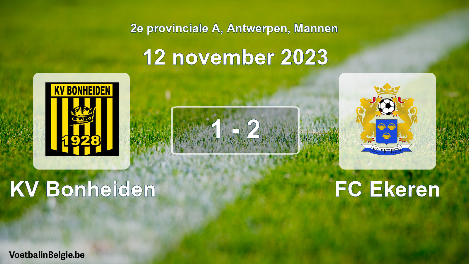 Gespeelde wedstrijd mannenvoetbal: KV Bonheiden - FC Ekeren 1 - 2 (12 november 2023)