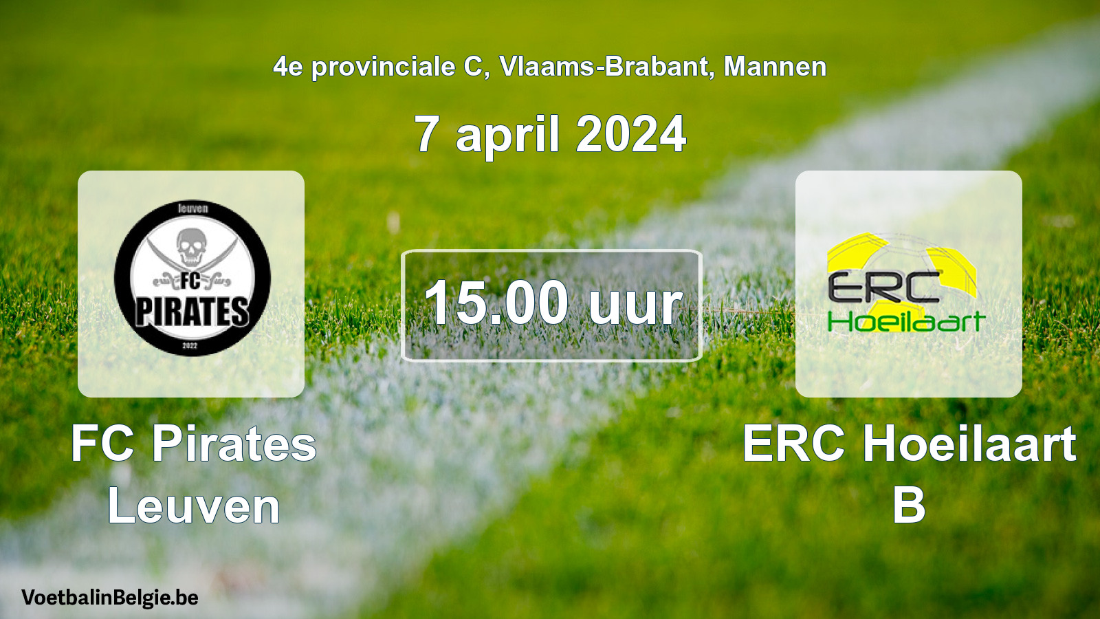 Match prévu football hommes: FC Pirates Leuven - ERC Hoeilaart B (7 avril 2024)