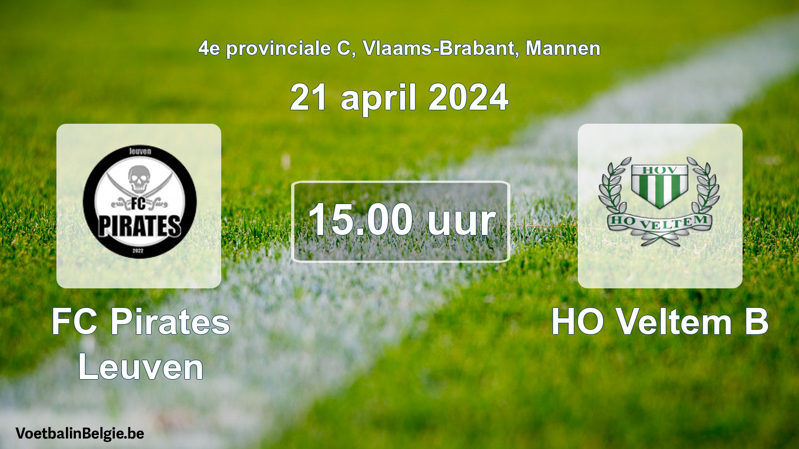 Match prévu football hommes: FC Pirates Leuven - HO Veltem B (21 avril 2024)