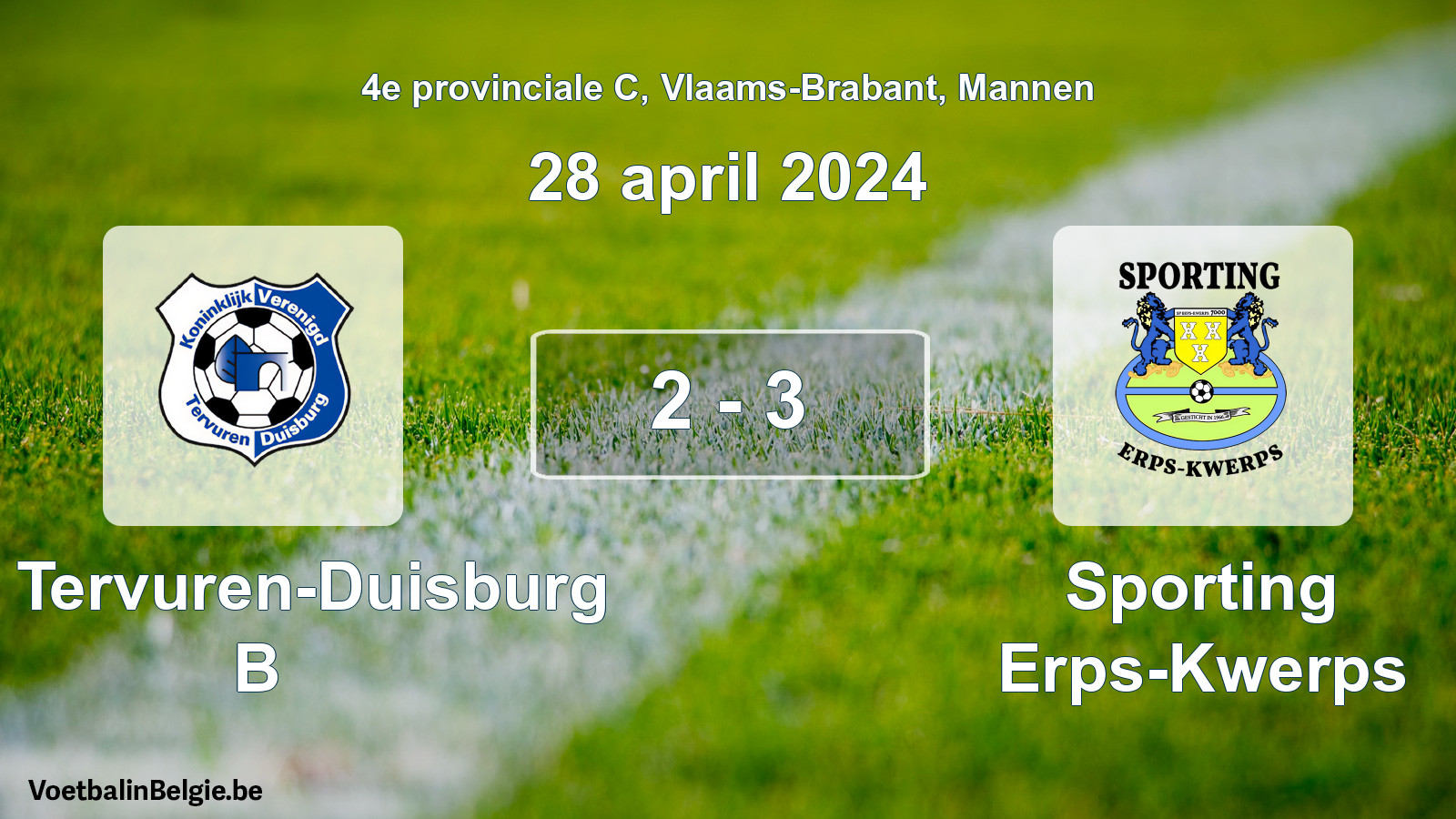 Gespeelde wedstrijd mannenvoetbal: KV Tervuren-Duisburg B - Sporting Erps-Kwerps 2 - 3 (28 april 2024)