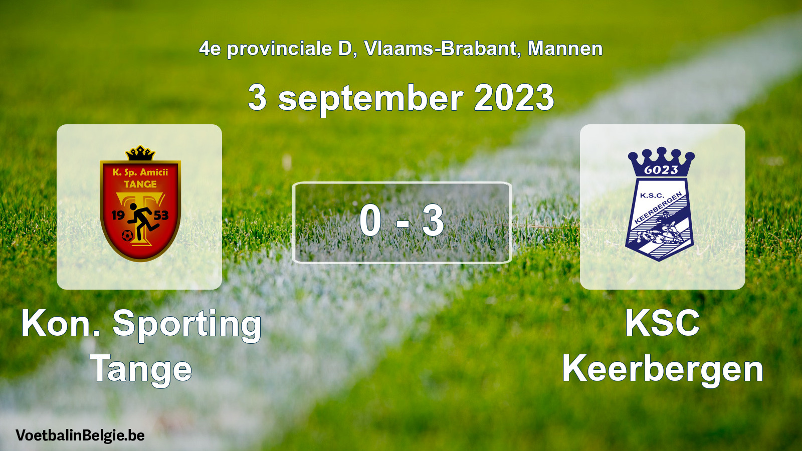 Gespeelde wedstrijd mannenvoetbal: Kon. Sporting Tange - KSC Keerbergen 0 - 3 (3 september 2023)