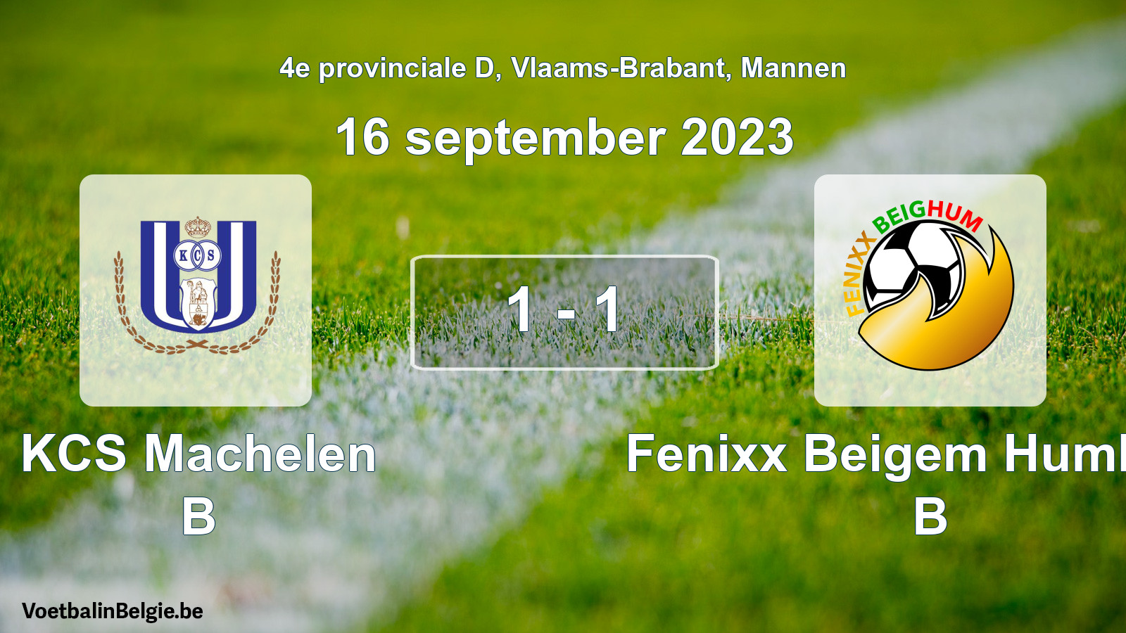 Gespeelde wedstrijd mannenvoetbal: KCS Machelen B - Fenixx Beigem Humbeek B 1 - 1 (16 september 2023)