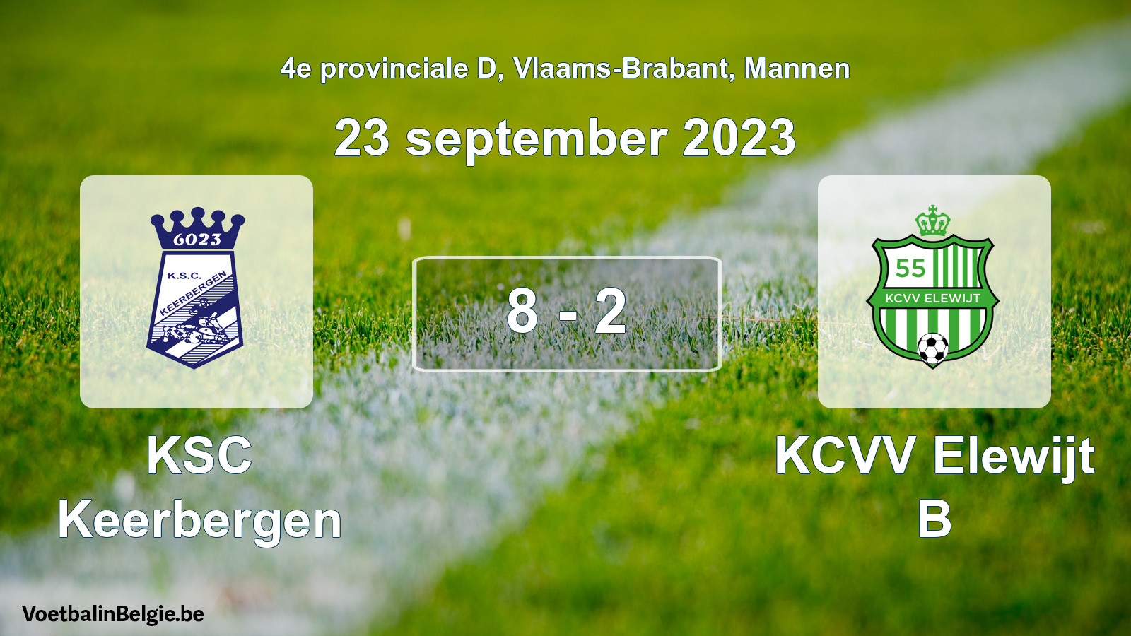 Gespeelde wedstrijd mannenvoetbal: KSC Keerbergen - KCVV Elewijt B 8 - 2 (23 september 2023)