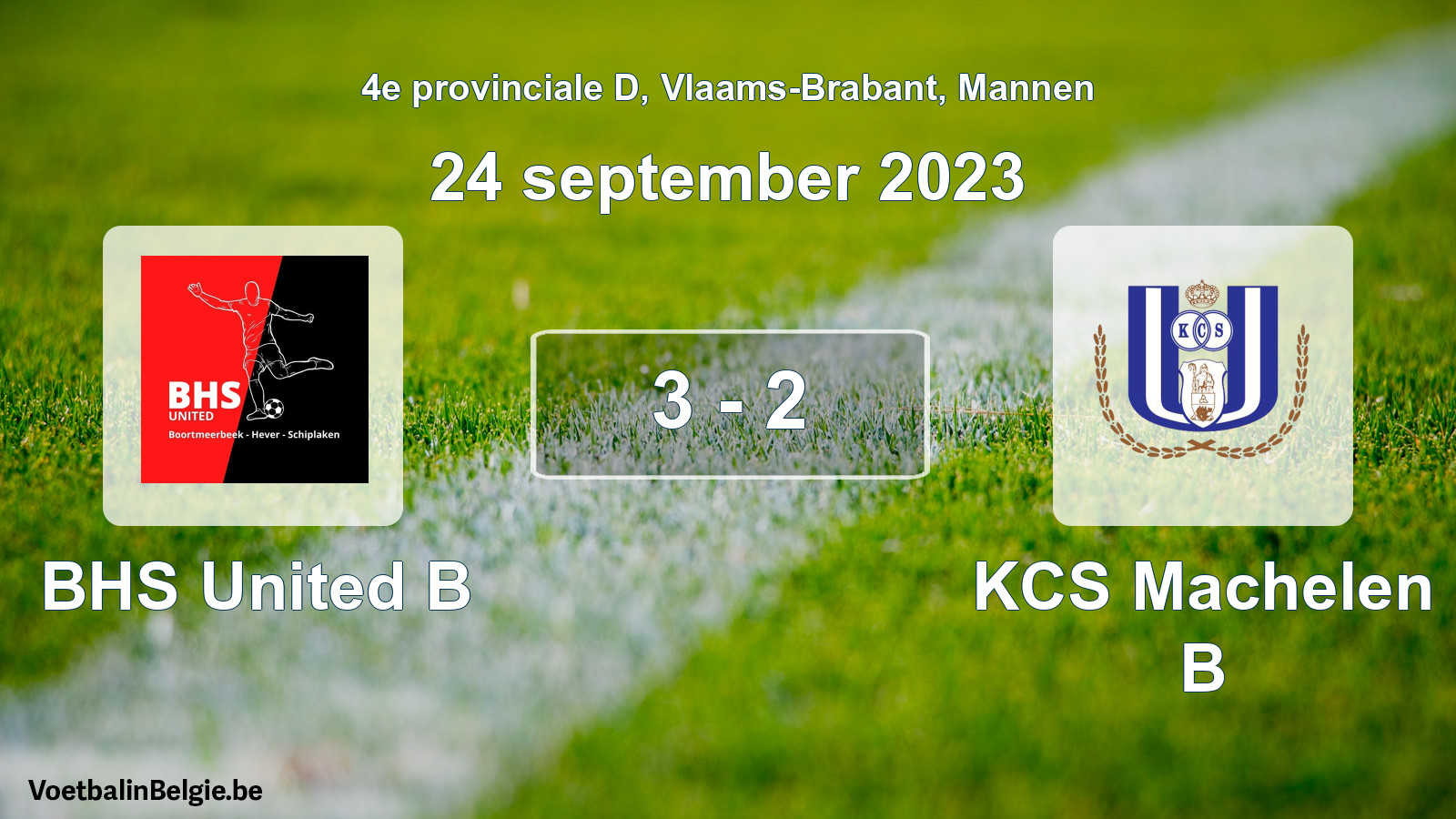 Gespeelde wedstrijd mannenvoetbal: BHS United B - KCS Machelen B 3 - 2 (24 september 2023)