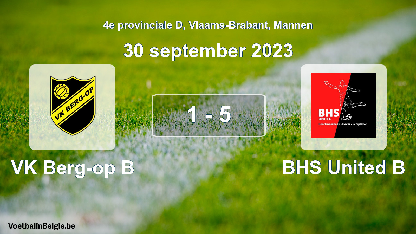 Gespeelde wedstrijd mannenvoetbal: VK Berg-op B - BHS United B 1 - 5 (30 september 2023)