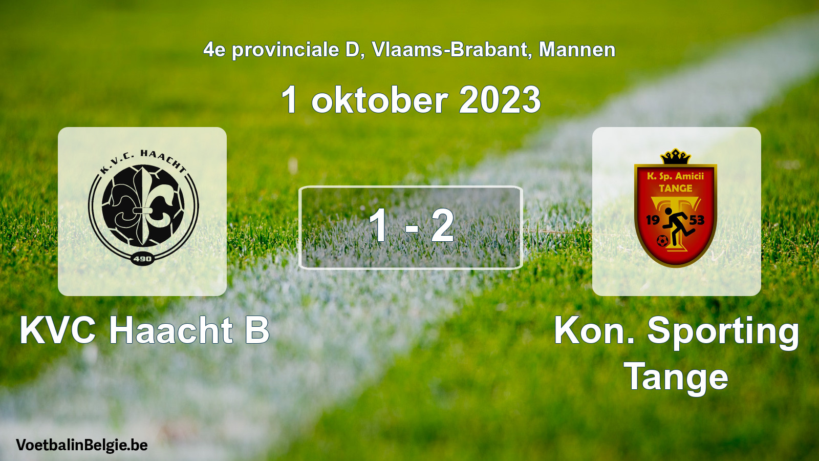 Gespeelde wedstrijd mannenvoetbal: KVC Haacht B - Kon. Sporting Tange 1 - 2 (1 oktober 2023)