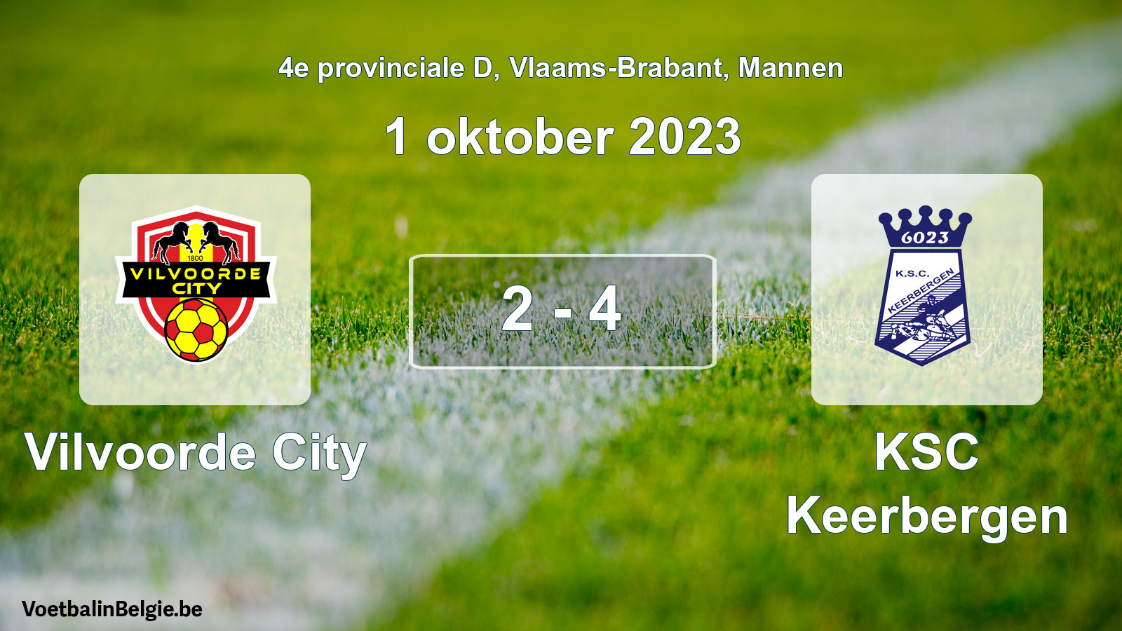 Gespeelde wedstrijd mannenvoetbal: Vilvoorde City - KSC Keerbergen 2 - 4 (1 oktober 2023)