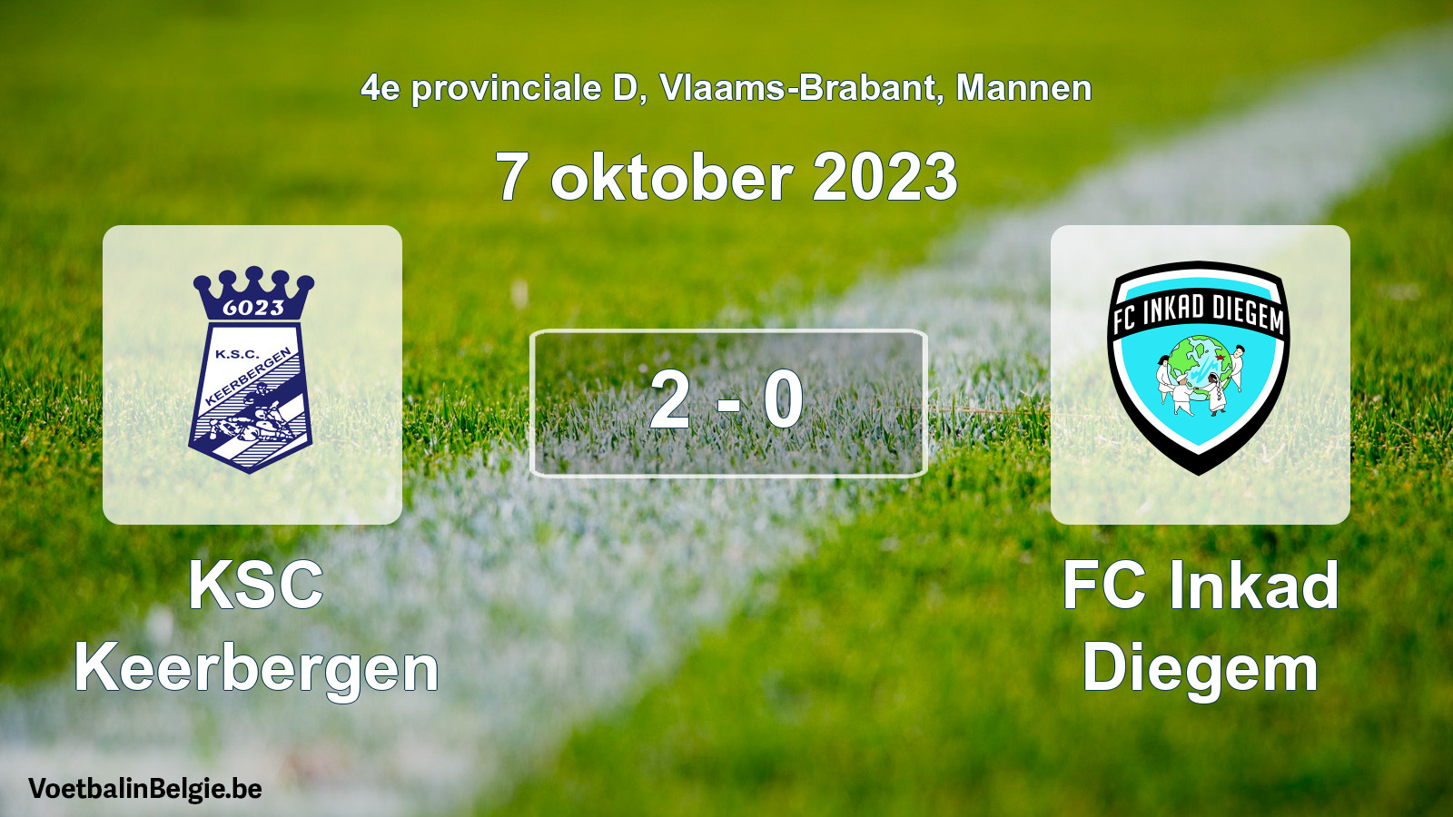 Gespeelde wedstrijd mannenvoetbal: KSC Keerbergen - FC Inkad Diegem 2 - 0 (7 oktober 2023)