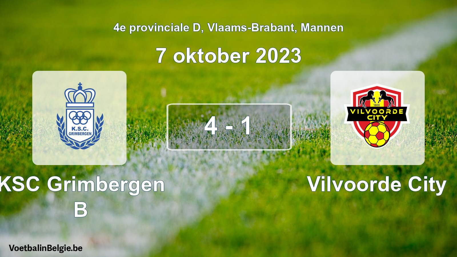 Gespeelde wedstrijd mannenvoetbal: KSC Grimbergen B - Vilvoorde City 4 - 1 (7 oktober 2023)