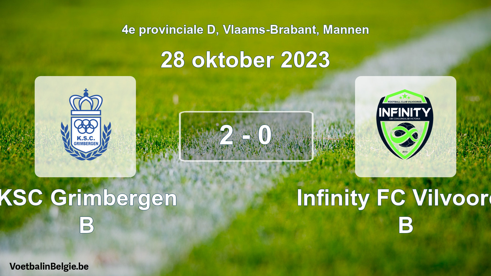 Gespeelde wedstrijd mannenvoetbal: KSC Grimbergen B - Infinity FC Vilvoorde B 2 - 0 (28 oktober 2023)