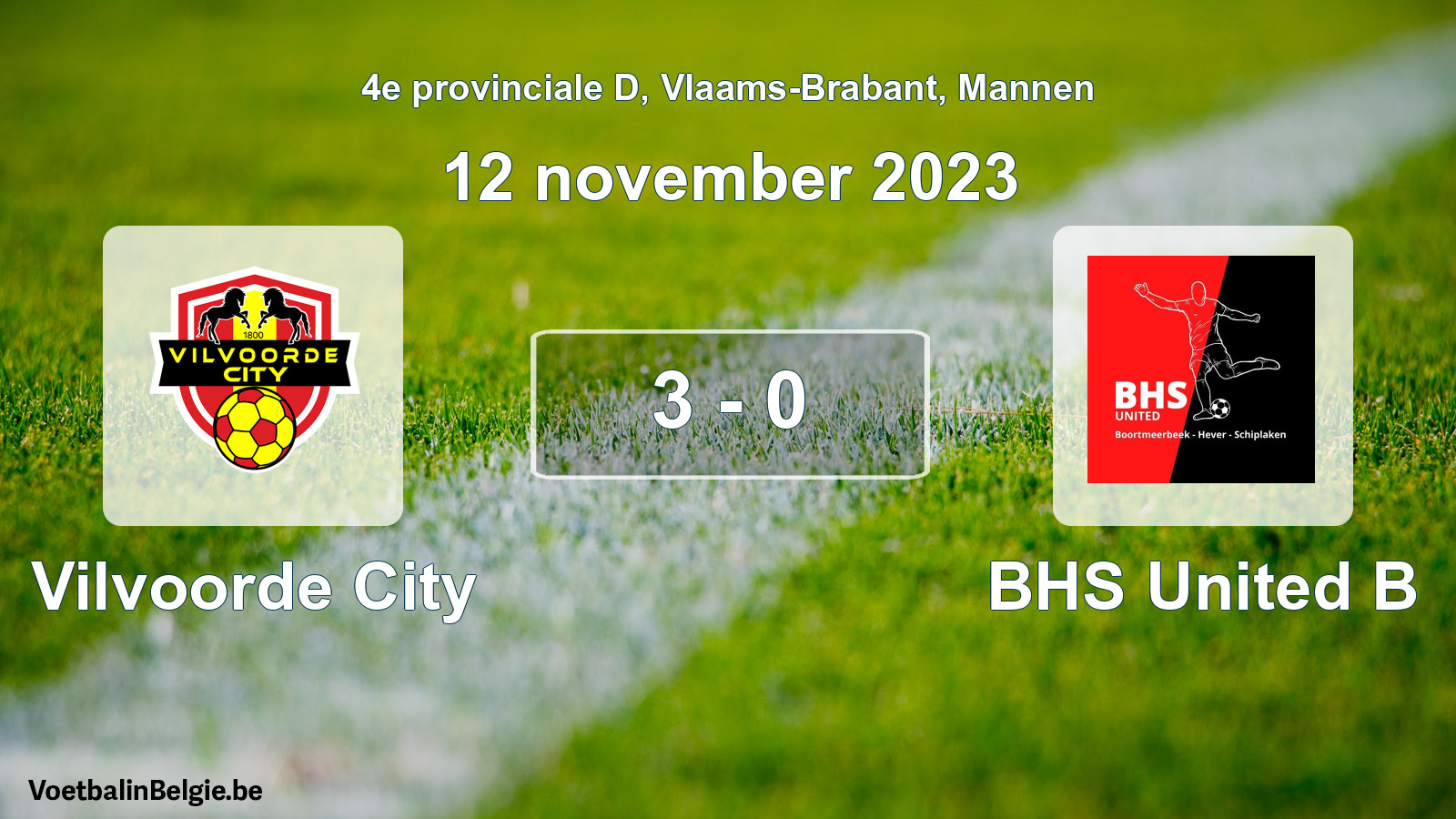 Gespeelde wedstrijd mannenvoetbal: Vilvoorde City - BHS United B 3 - 0 (12 november 2023)
