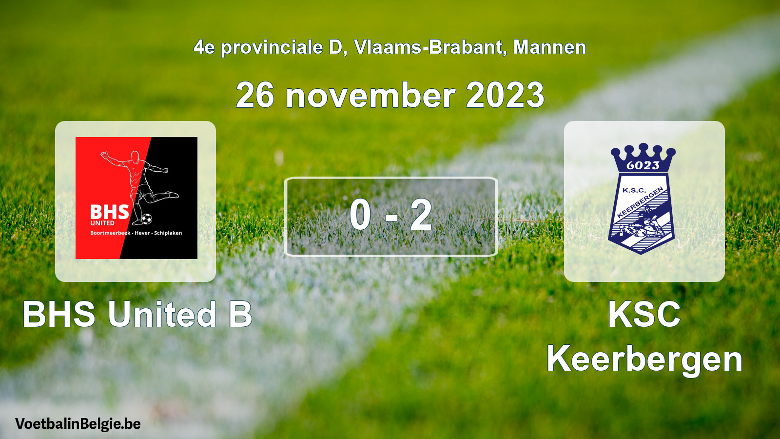 Gespeelde wedstrijd mannenvoetbal: BHS United B - KSC Keerbergen 0 - 2 (26 november 2023)