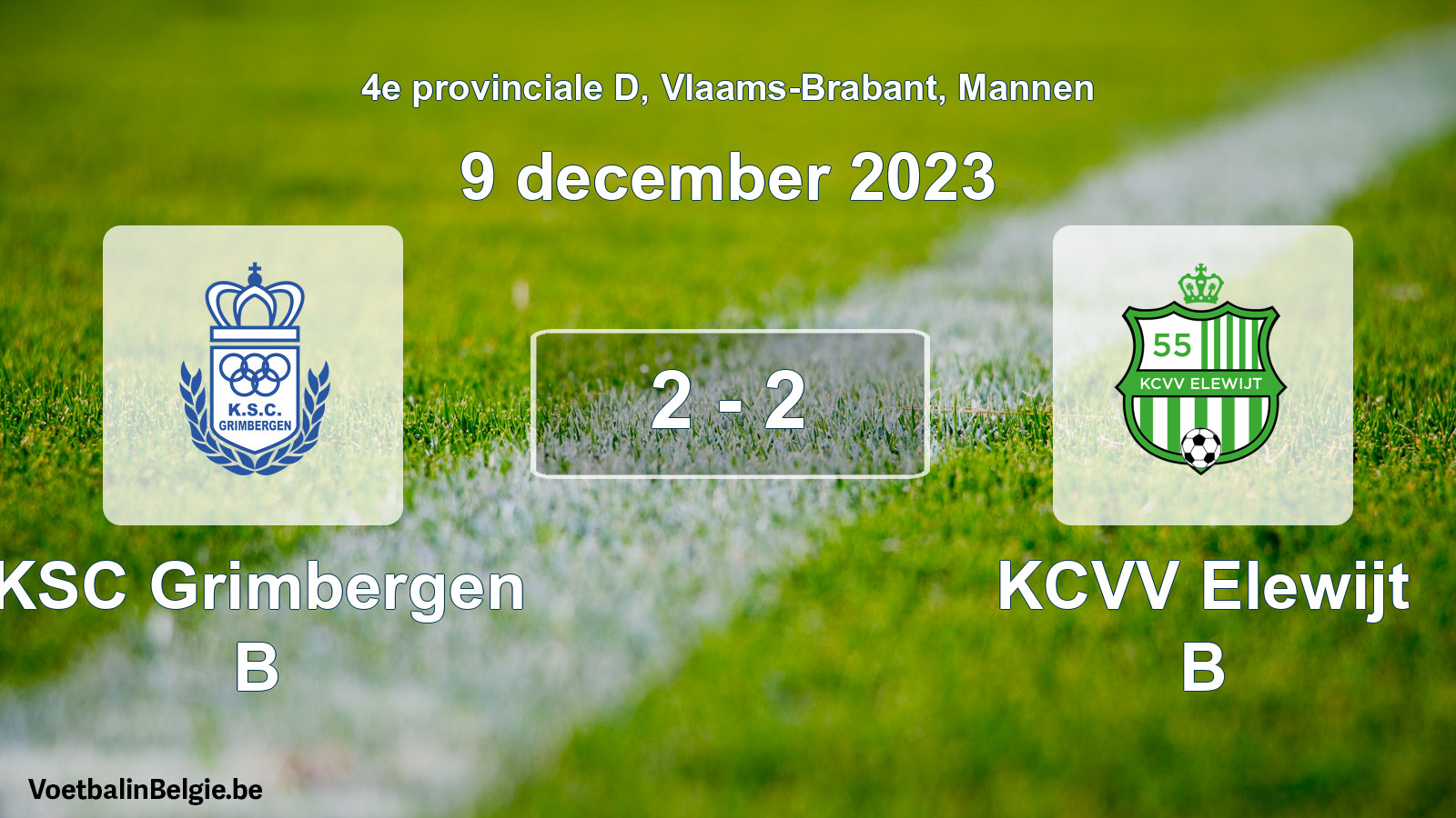Played match men football: KSC Grimbergen B - KCVV Elewijt B 2 - 2 (9 December 2023)