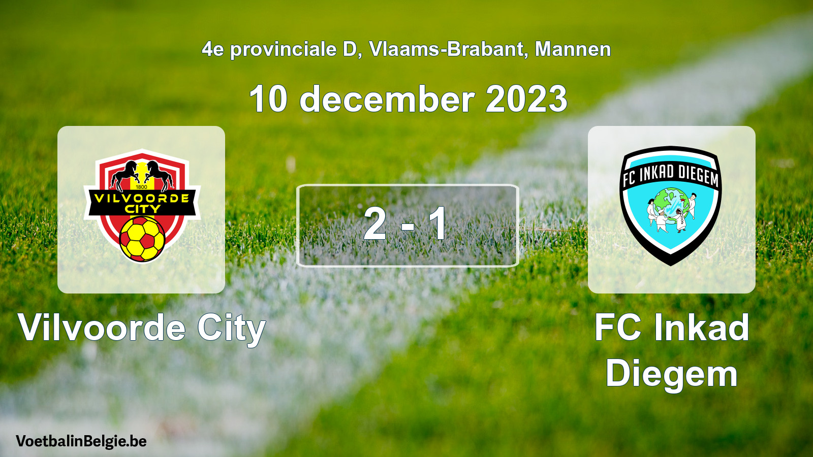 Gespeelde wedstrijd mannenvoetbal: Vilvoorde City - FC Inkad Diegem 2 - 1 (10 december 2023)