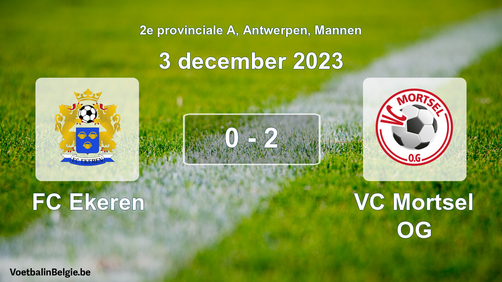 Gespeelde wedstrijd mannenvoetbal: FC Ekeren - VC Mortsel OG 0 - 2 (3 december 2023)