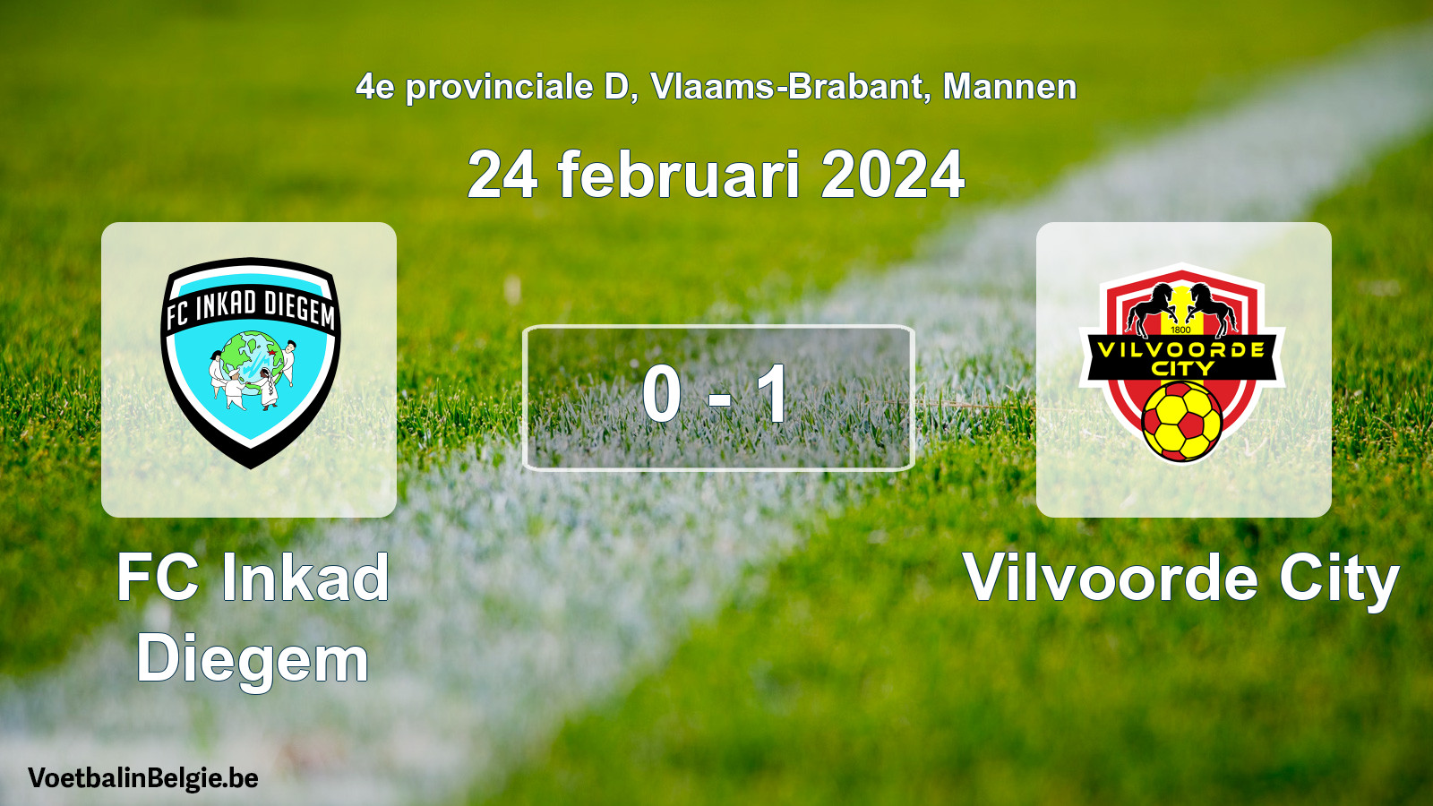 Gespeelde wedstrijd mannenvoetbal: FC Inkad Diegem - Vilvoorde City 0 - 1 (24 februari 2024)