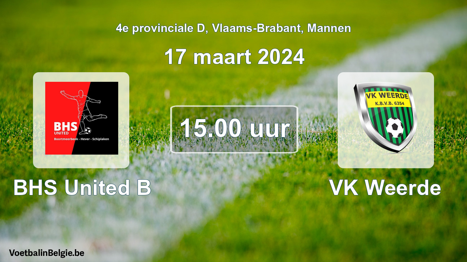 Match prévu football hommes: BHS United B - VK Weerde (17 mars 2024)