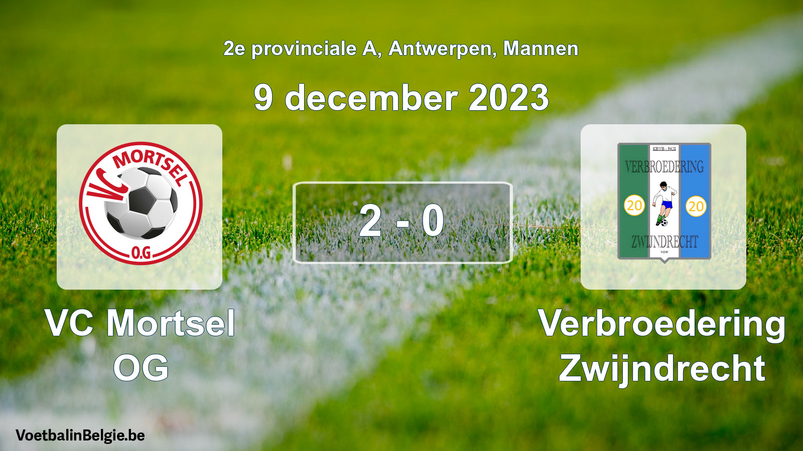 Gespeelde wedstrijd mannenvoetbal: VC Mortsel OG - Verbroedering Zwijndrecht 2 - 0 (9 december 2023)