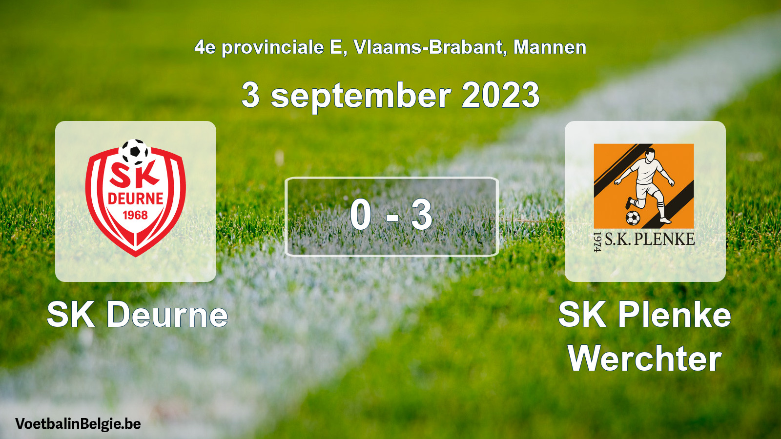 Gespeelde wedstrijd mannenvoetbal: SK Deurne - SK Plenke Werchter 0 - 3 (3 september 2023)