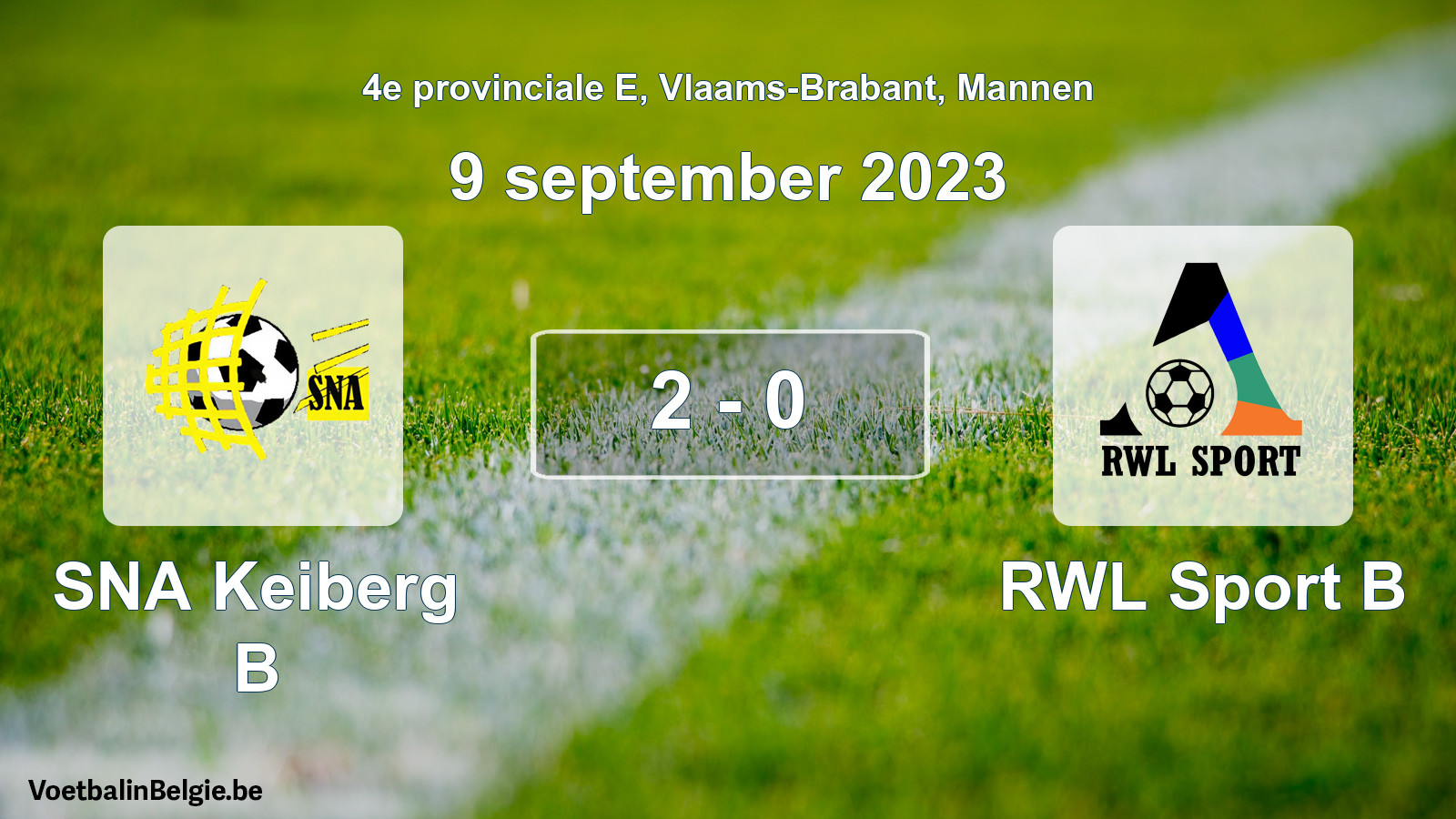 Gespeelde wedstrijd mannenvoetbal: SNA Keiberg B - RWL Sport B 2 - 0 (9 september 2023)