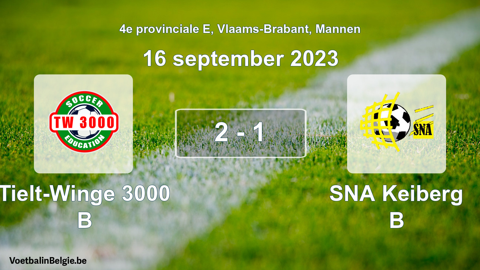 Gespeelde wedstrijd mannenvoetbal: Tielt-Winge 3000 B - SNA Keiberg B 2 - 1 (16 september 2023)
