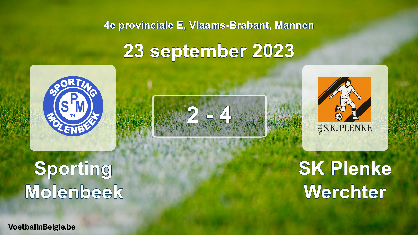 Gespeelde wedstrijd mannenvoetbal: Sporting Molenbeek - SK Plenke Werchter 2 - 4 (23 september 2023)
