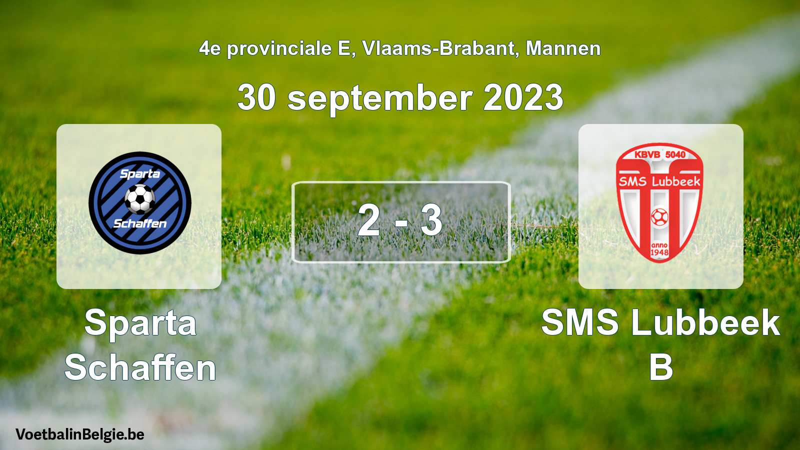 Gespeelde wedstrijd mannenvoetbal: Sparta Schaffen - SMS Lubbeek B 2 - 3 (30 september 2023)