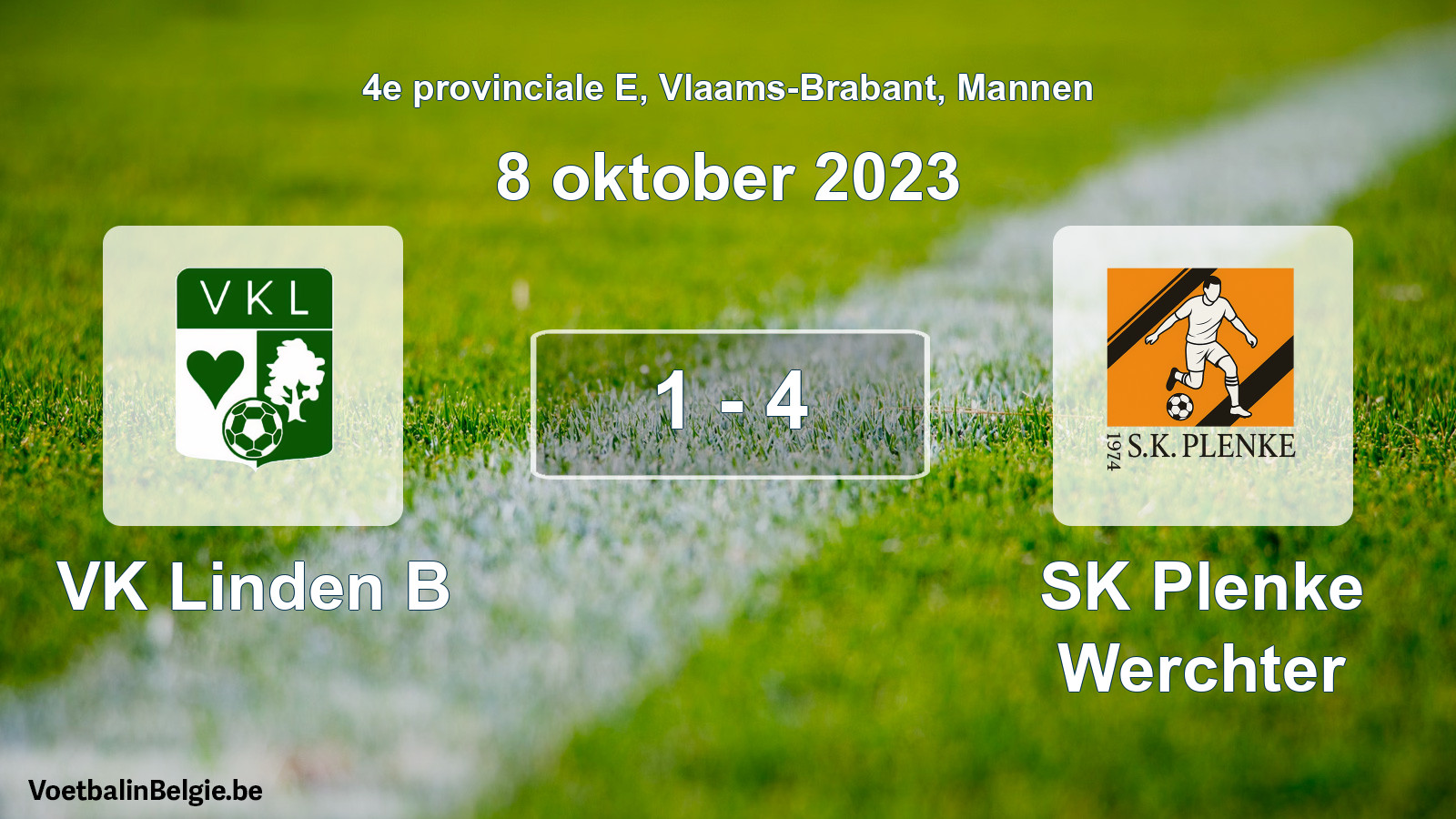 Gespeelde wedstrijd mannenvoetbal: VK Linden B - SK Plenke Werchter 1 - 4 (8 oktober 2023)