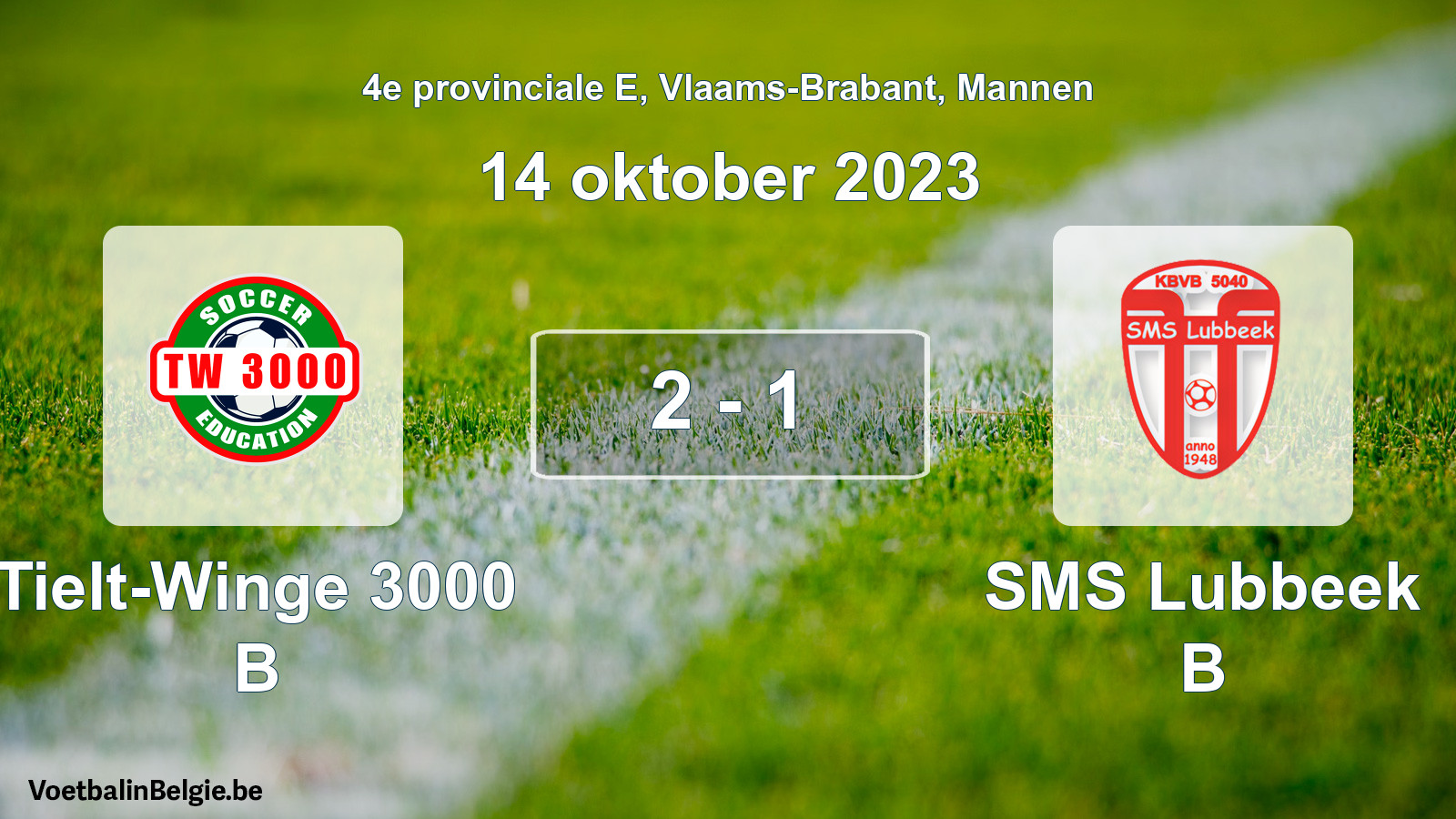 Gespeelde wedstrijd mannenvoetbal: Tielt-Winge 3000 B - SMS Lubbeek B 2 - 1 (14 oktober 2023)