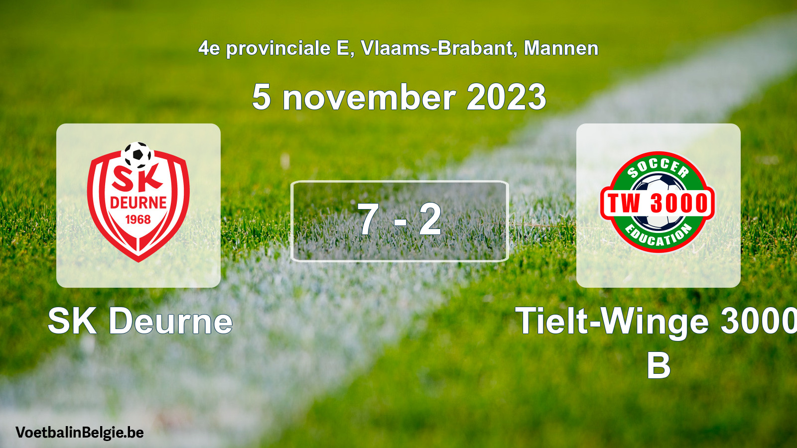 Played match men football: SK Deurne - Tielt-Winge 3000 B 7 - 2 (5 November 2023)