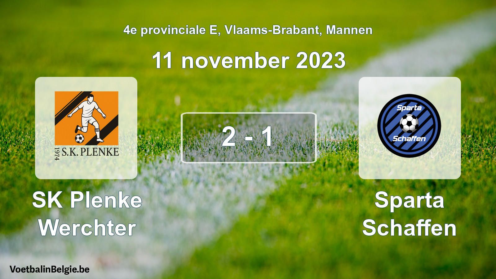 Gespeelde wedstrijd mannenvoetbal: SK Plenke Werchter - Sparta Schaffen 2 - 1 (11 november 2023)