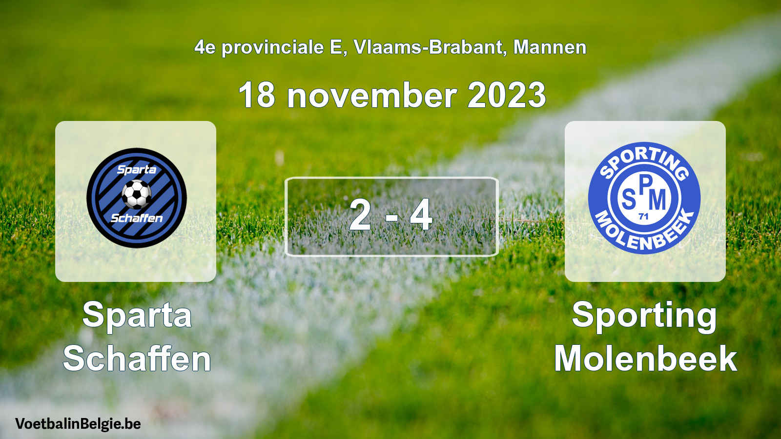 Gespeelde wedstrijd mannenvoetbal: Sparta Schaffen - Sporting Molenbeek 2 - 4 (18 november 2023)