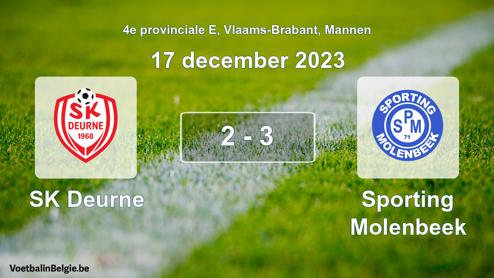 Gespeelde wedstrijd mannenvoetbal: SK Deurne - Sporting Molenbeek 2 - 3 (17 december 2023)