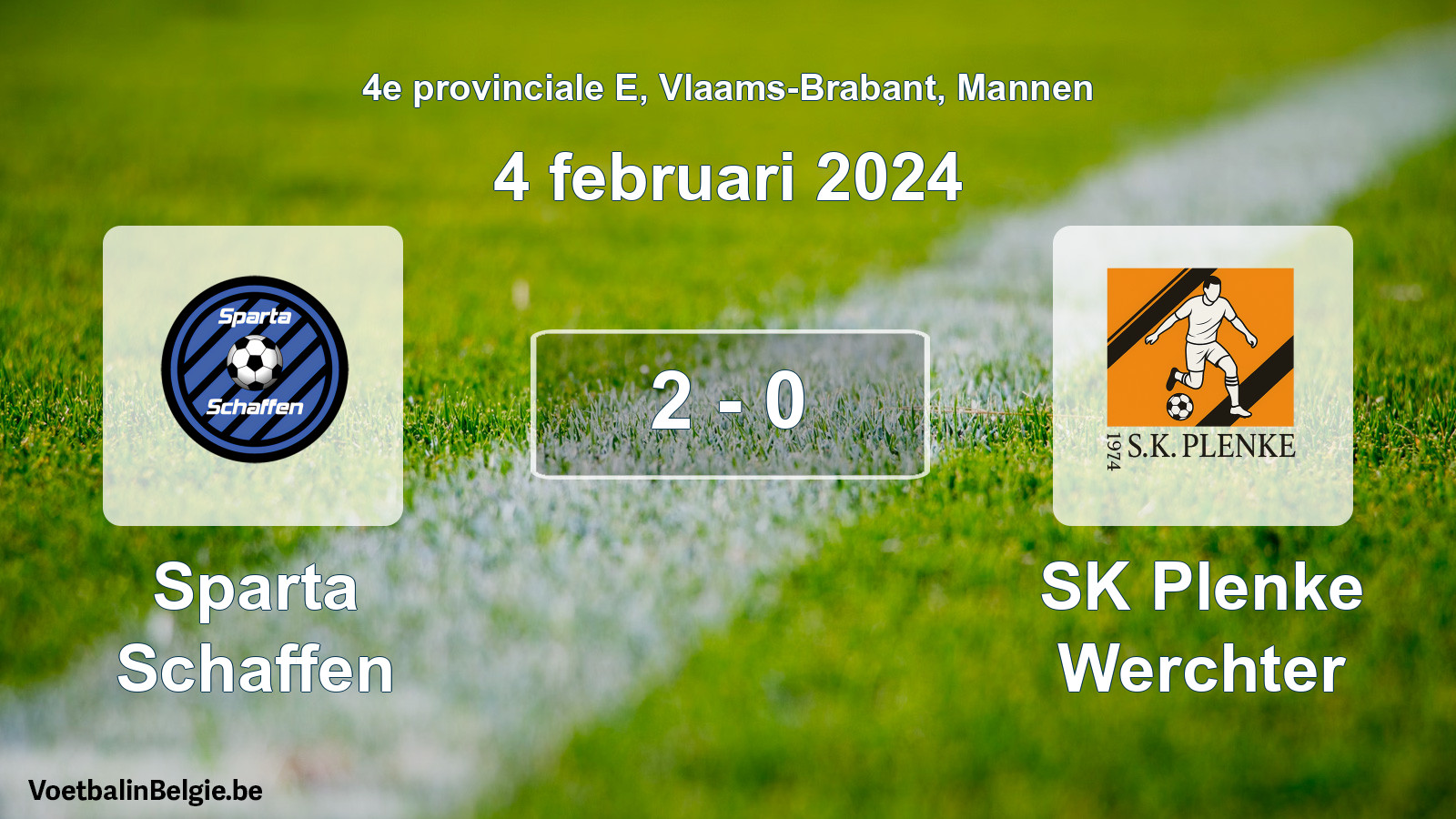 Gespeelde wedstrijd mannenvoetbal: Sparta Schaffen - SK Plenke Werchter 2 - 0 (4 februari 2024)