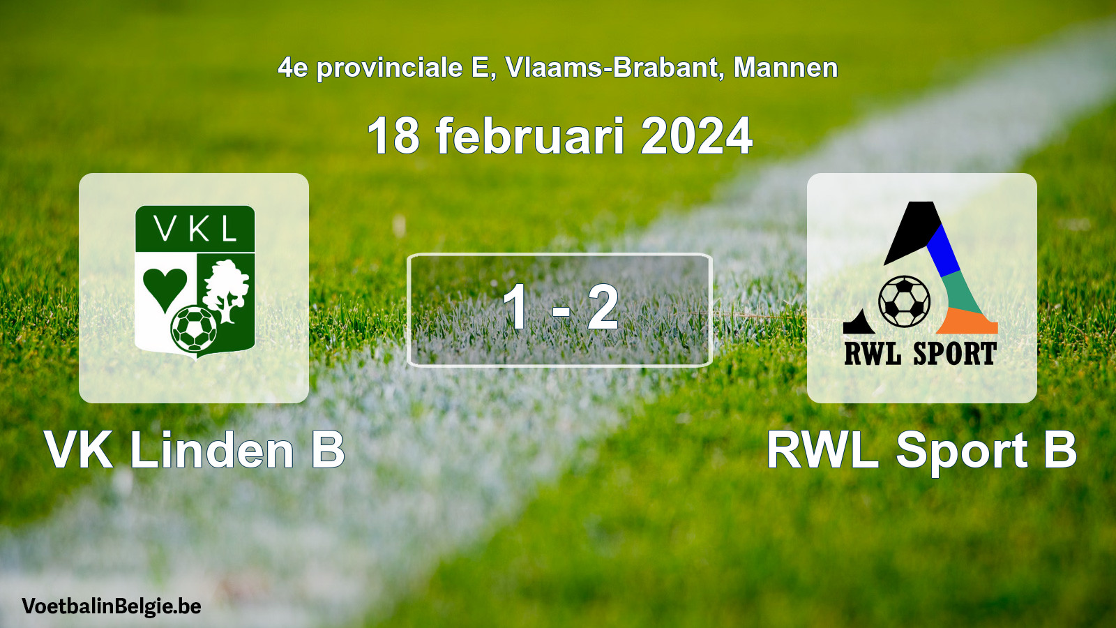 Gespeelde wedstrijd mannenvoetbal: VK Linden B - RWL Sport B 1 - 2 (18 februari 2024)