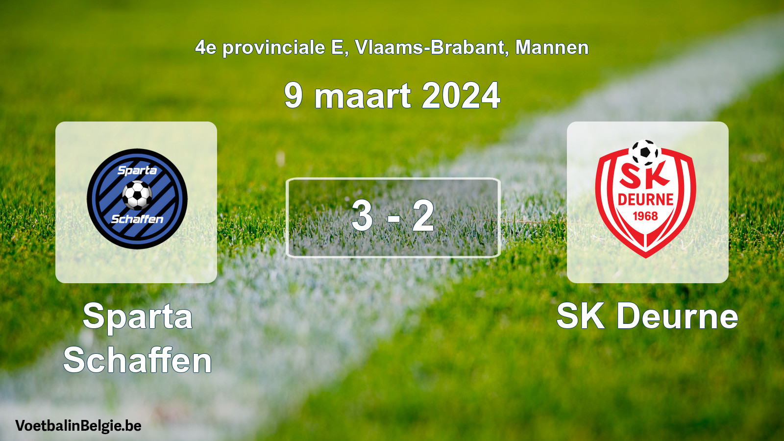 Gespeelde wedstrijd mannenvoetbal: Sparta Schaffen - SK Deurne 3 - 2 (9 maart 2024)