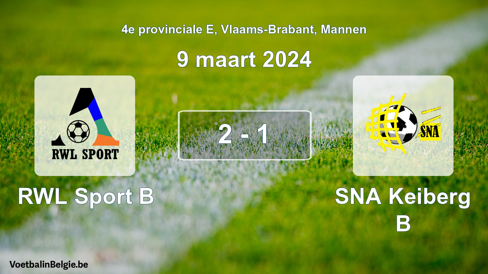 Gespeelde wedstrijd mannenvoetbal: RWL Sport B - SNA Keiberg B 2 - 1 (9 maart 2024)