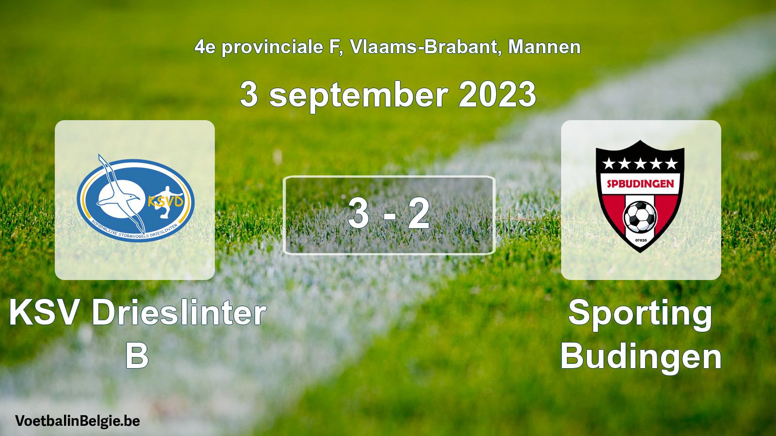 Gespeelde wedstrijd mannenvoetbal: KSV Drieslinter B - Sporting Budingen 3 - 2 (3 september 2023)