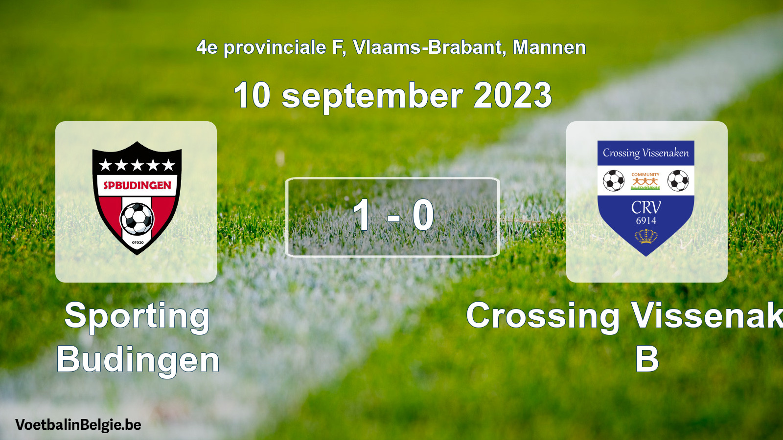 Gespeelde wedstrijd mannenvoetbal: Sporting Budingen - Crossing Vissenaken B 1 - 0 (10 september 2023)