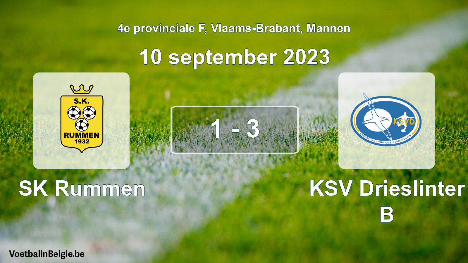 Gespeelde wedstrijd mannenvoetbal: SK Rummen - KSV Drieslinter B 1 - 3 (10 september 2023)