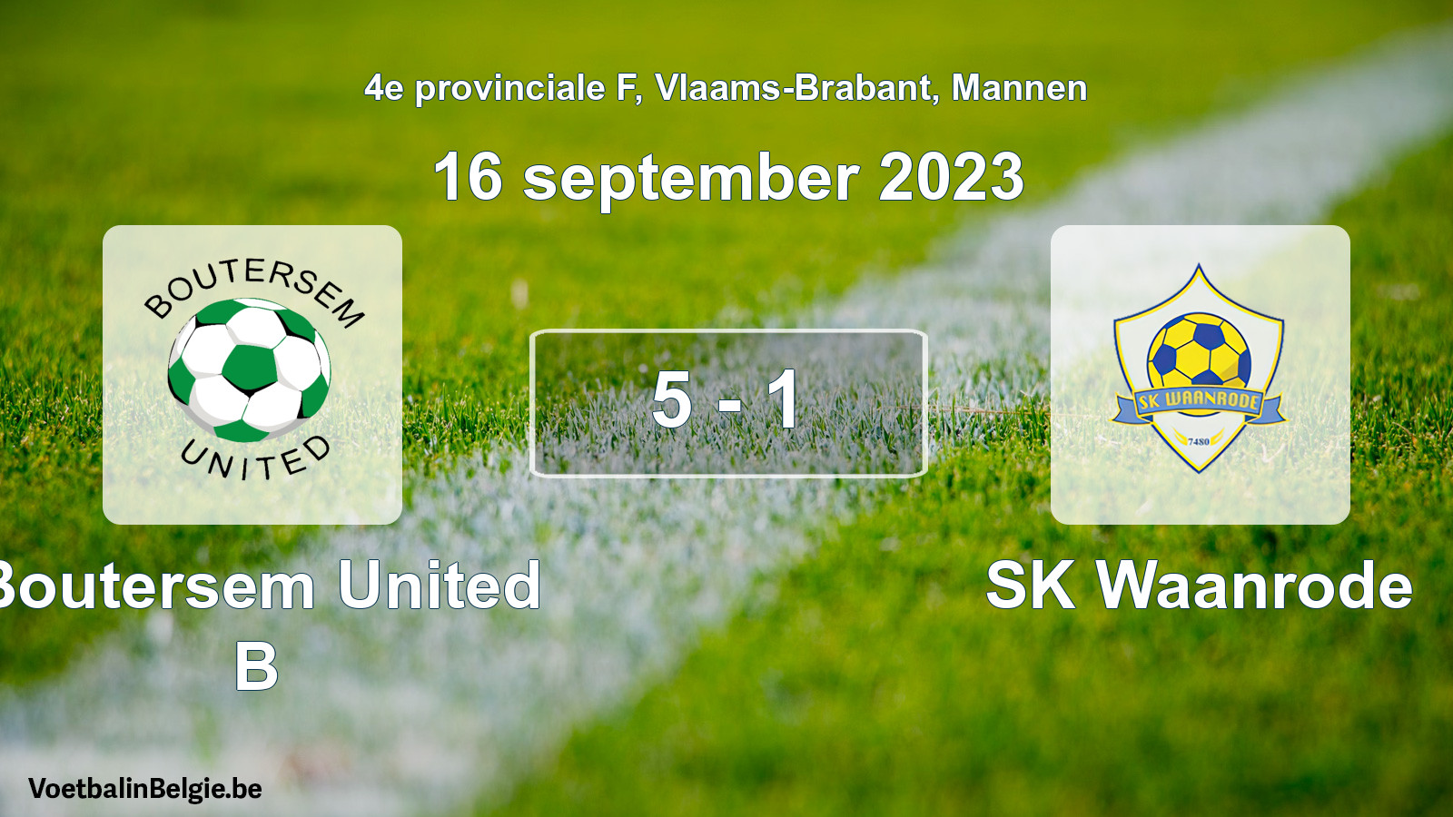 Gespeelde wedstrijd mannenvoetbal: Boutersem United B - SK Waanrode 5 - 1 (16 september 2023)
