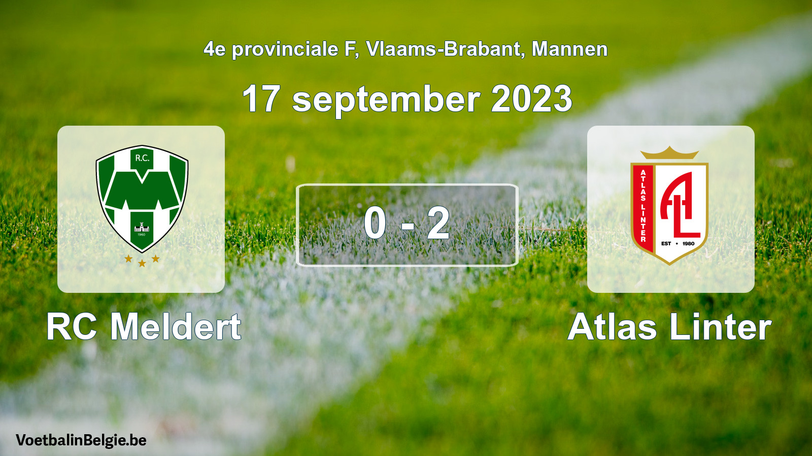 Gespeelde wedstrijd mannenvoetbal: RC Meldert - Atlas Linter 0 - 2 (17 september 2023)