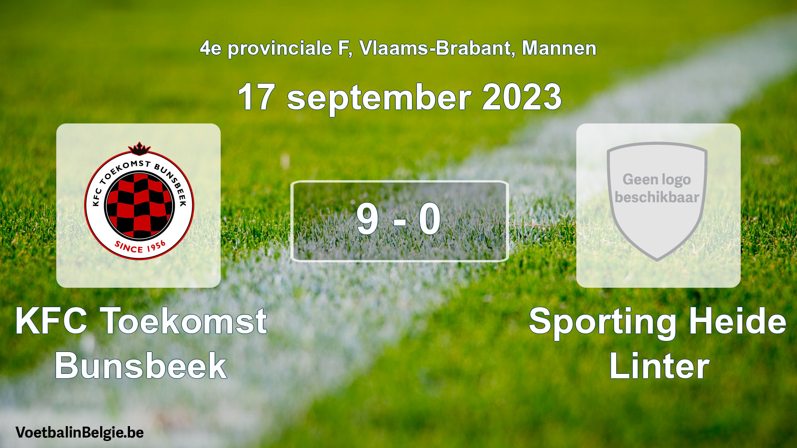 Gespeelde wedstrijd mannenvoetbal: KFC Toekomst Bunsbeek - Sporting Heide Linter 9 - 0 (17 september 2023)