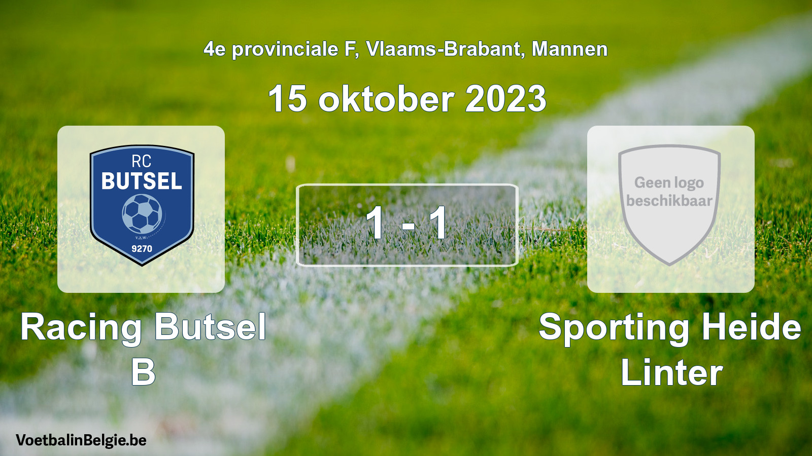 Gespeelde wedstrijd mannenvoetbal: Racing Butsel B - Sporting Heide Linter 1 - 1 (15 oktober 2023)