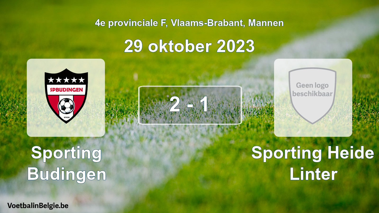 Gespeelde wedstrijd mannenvoetbal: Sporting Budingen - Sporting Heide Linter 2 - 1 (29 oktober 2023)