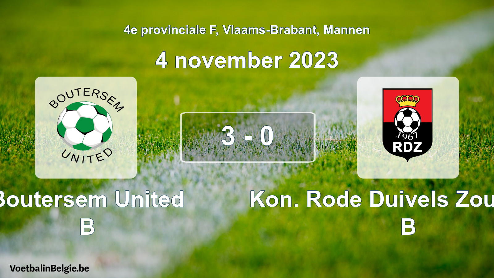 Gespeelde wedstrijd mannenvoetbal: Boutersem United B - Kon. Rode Duivels Zoutleeuw B 3 - 0 (4 november 2023)