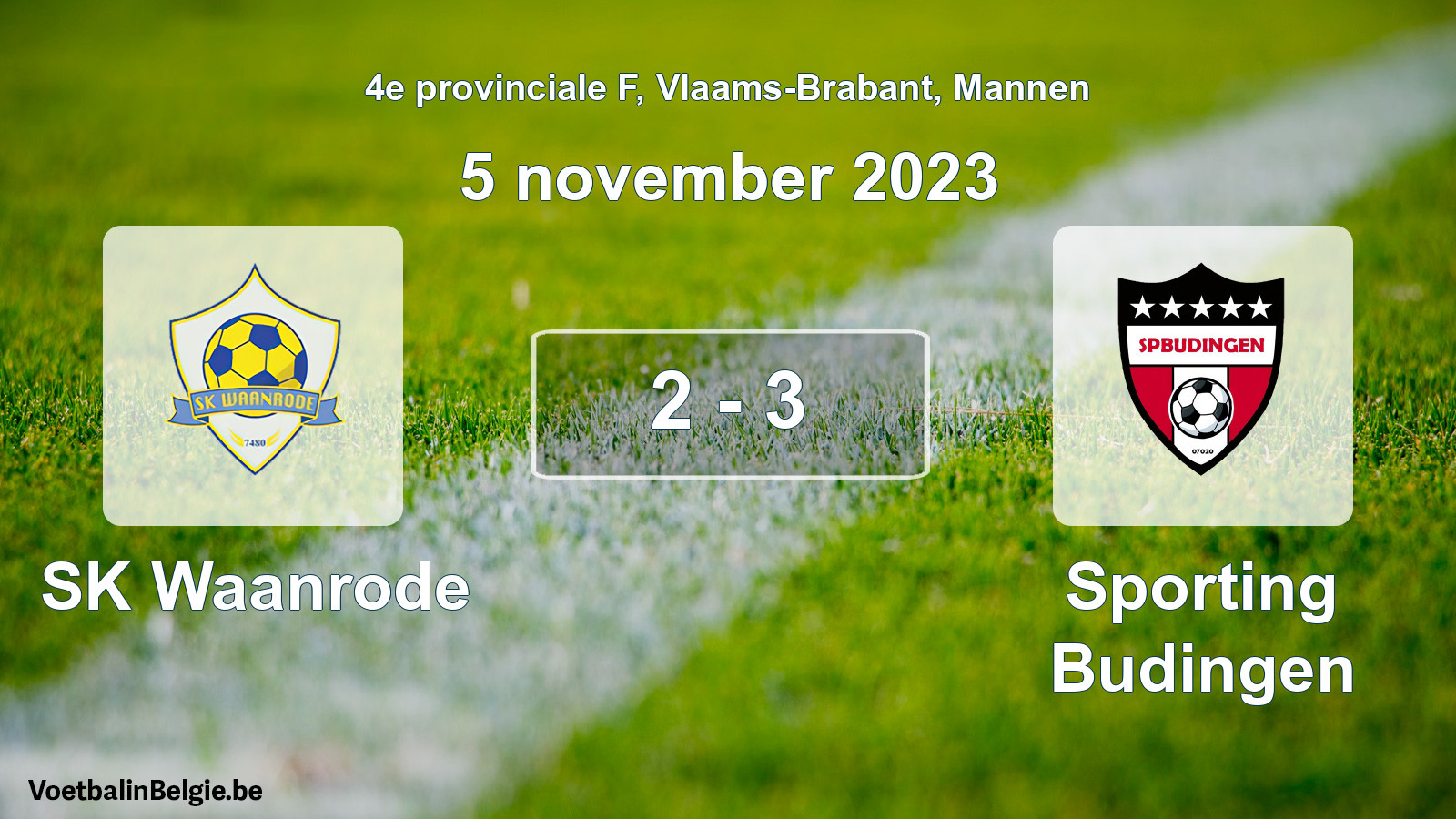 Gespeelde wedstrijd mannenvoetbal: SK Waanrode - Sporting Budingen 2 - 3 (5 november 2023)