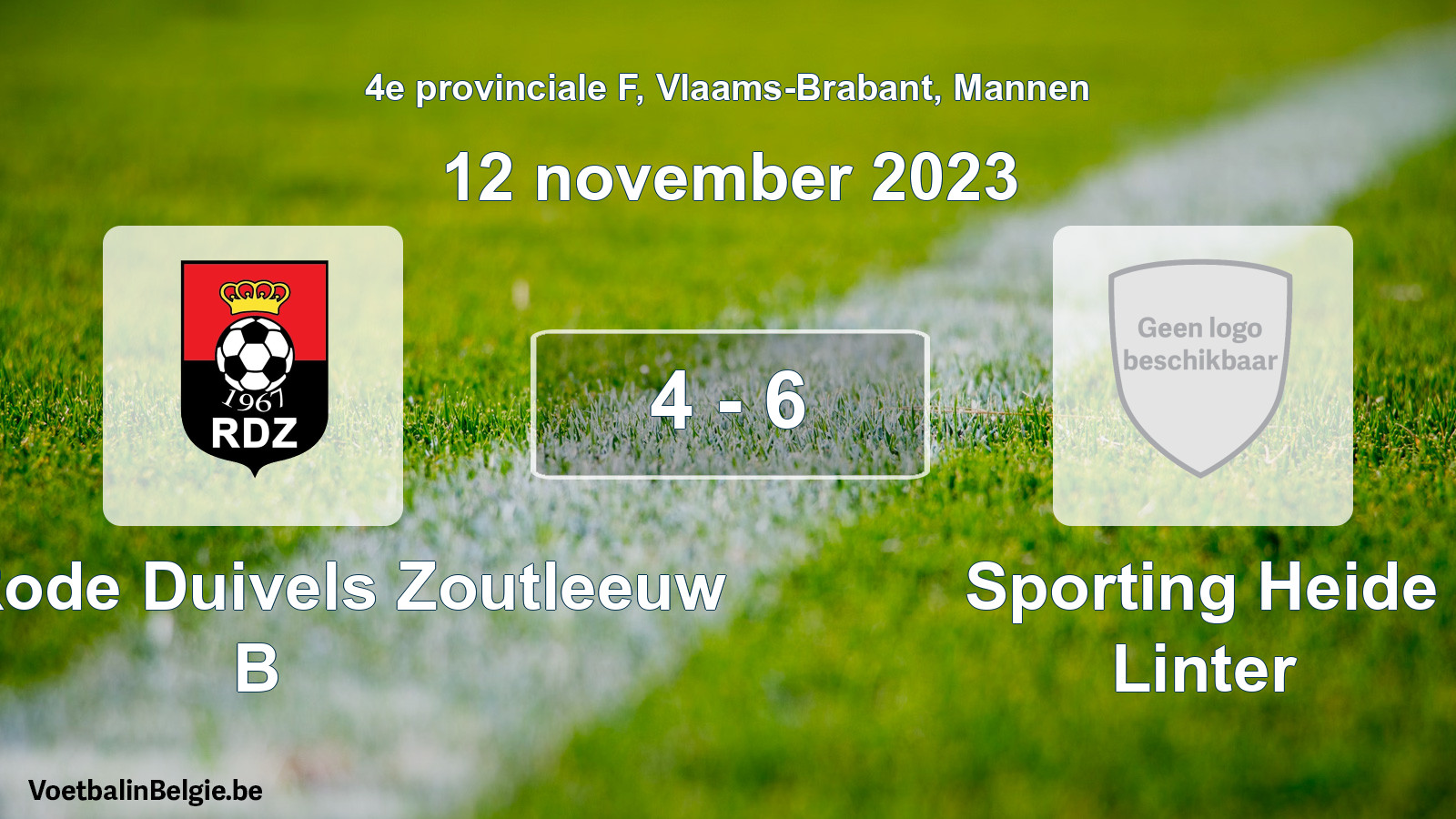 Gespeelde wedstrijd mannenvoetbal: Kon. Rode Duivels Zoutleeuw B - Sporting Heide Linter 4 - 6 (12 november 2023)