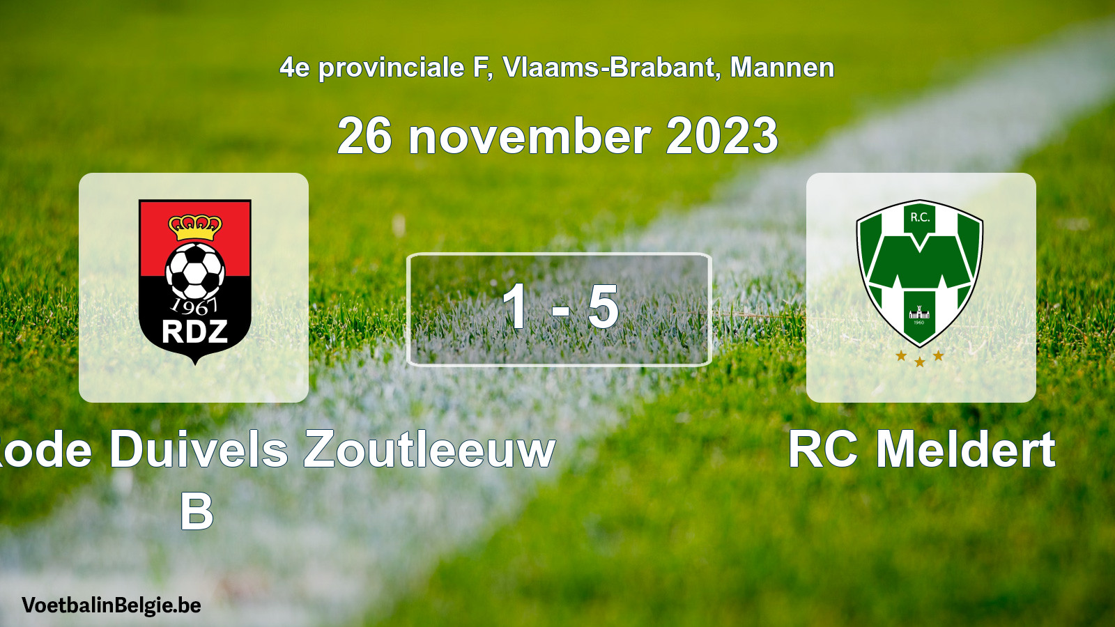 Gespeelde wedstrijd mannenvoetbal: Kon. Rode Duivels Zoutleeuw B - RC Meldert 1 - 5 (26 november 2023)